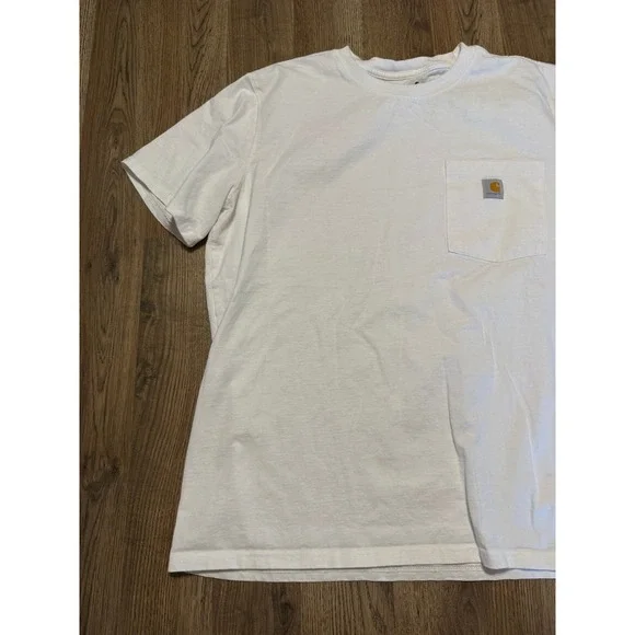 Carhartt Boys XL 16-18 White Loose Fit Short Sleeve Pocket T-Shirt Logo - Picture 3 of 10